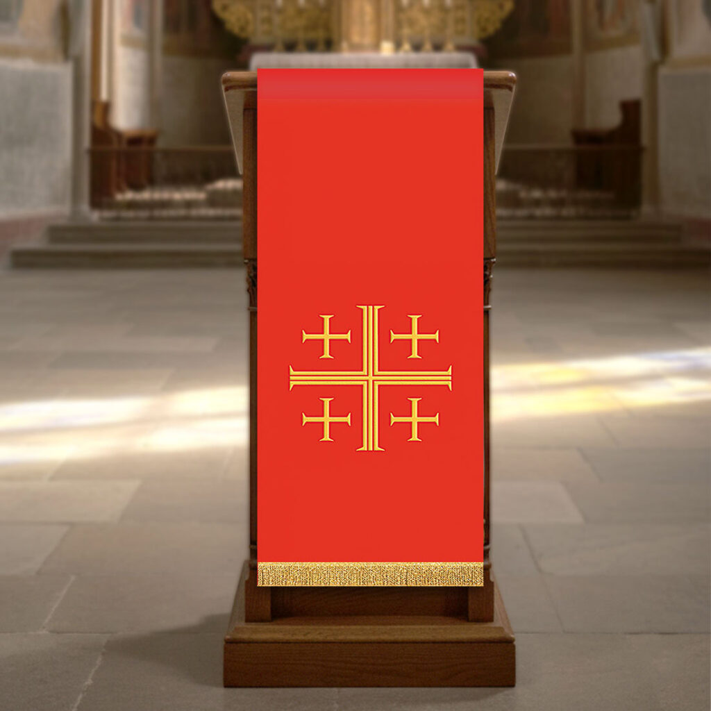 Parement d’ambon brodé croix de Jérusalem