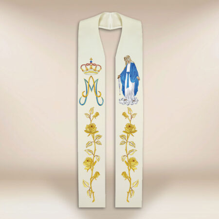 Étole brodée avec l'image de la Mère de Dieu du Rosaire