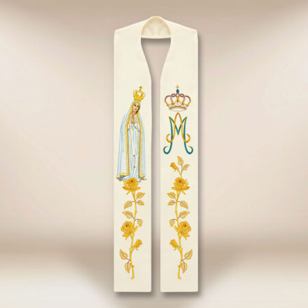 Étole brodée avec l'image de Notre-Dame de Fatima