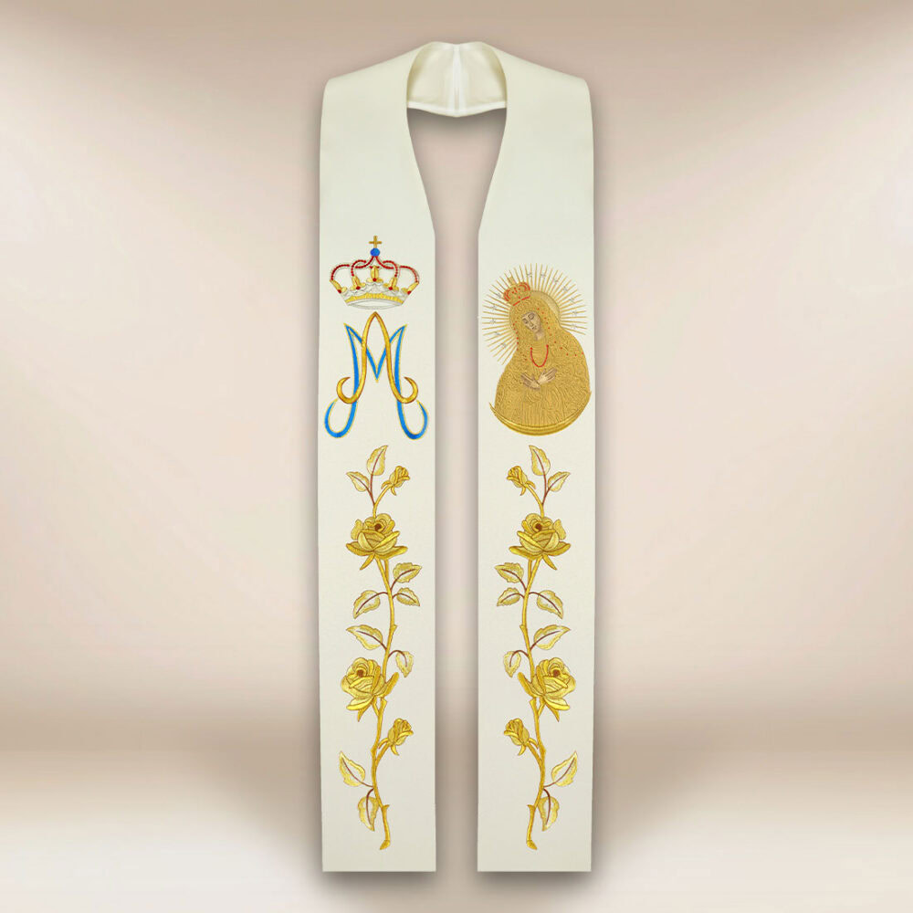 Étole brodée avec l'image Mère de Dieu d'Ostrobrama