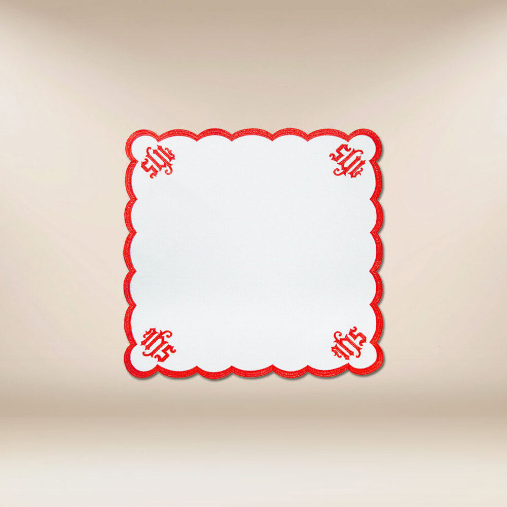 Serviette brodée Katedralny rouge 45x45