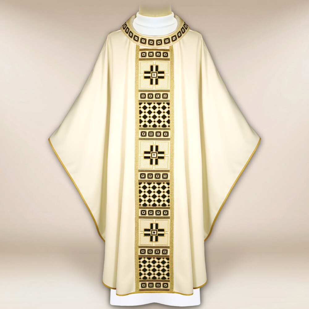 Chasuble liturgique écrue brodée