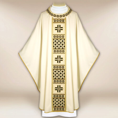 Chasuble liturgique écrue brodée