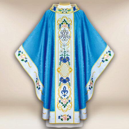 Chasuble mariale brodée bleue