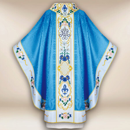 Chasuble mariale brodée bleue