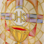 Chasuble brodée écrue avec calice