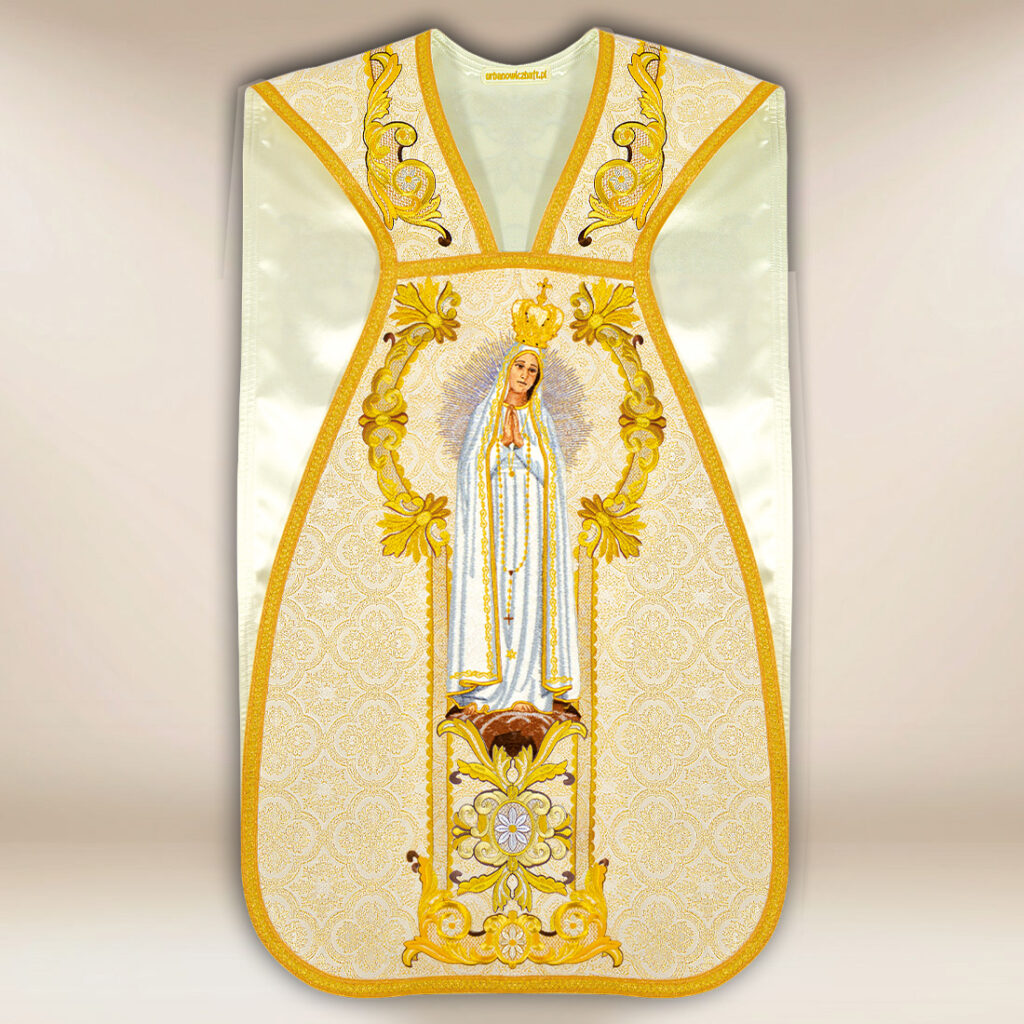 Chasuble brodée romaine Notre-Dame Fatimska