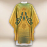 Chasuble dorée avec l'image Cœur de Marie