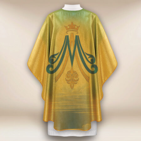 Chasuble dorée avec l'image Cœur de Marie