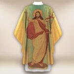 Chasuble dorée avec l'image Jésus Ressuscité