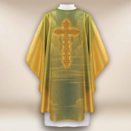 Chasuble dorée avec l'image Jésus Ressuscité