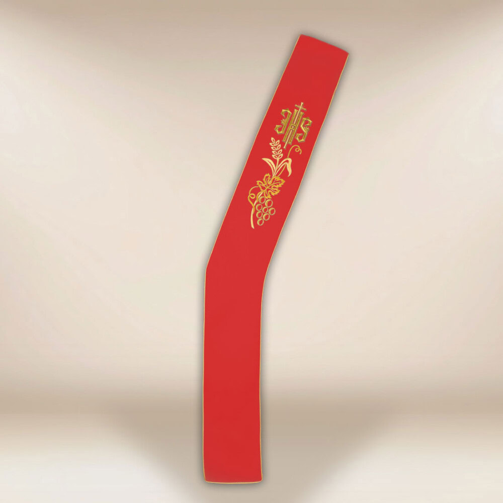 Étole brodée pour diacres rouge