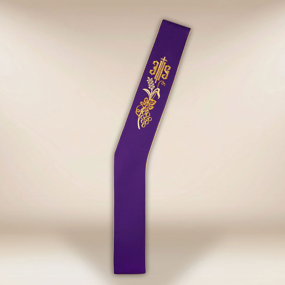 Étole brodée pour diacres violette