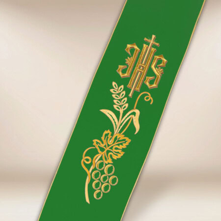 Étole brodée pour diacres verte