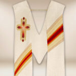 Étole liturgique brodée écru