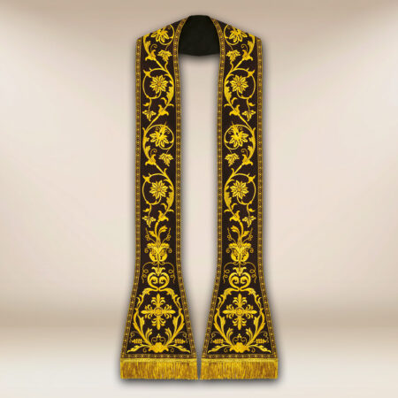 Étole romaine liturgique noire brodée