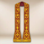 Étole romaine liturgique rouge brodée