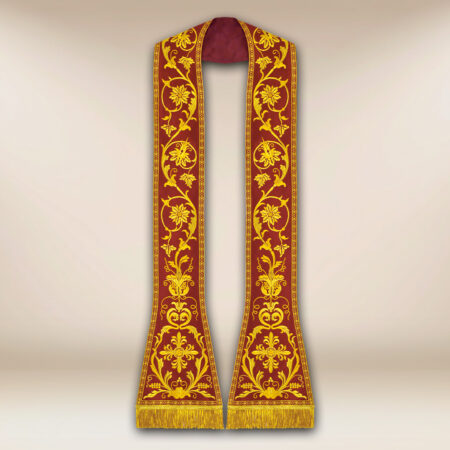 Étole romaine liturgique rouge brodée