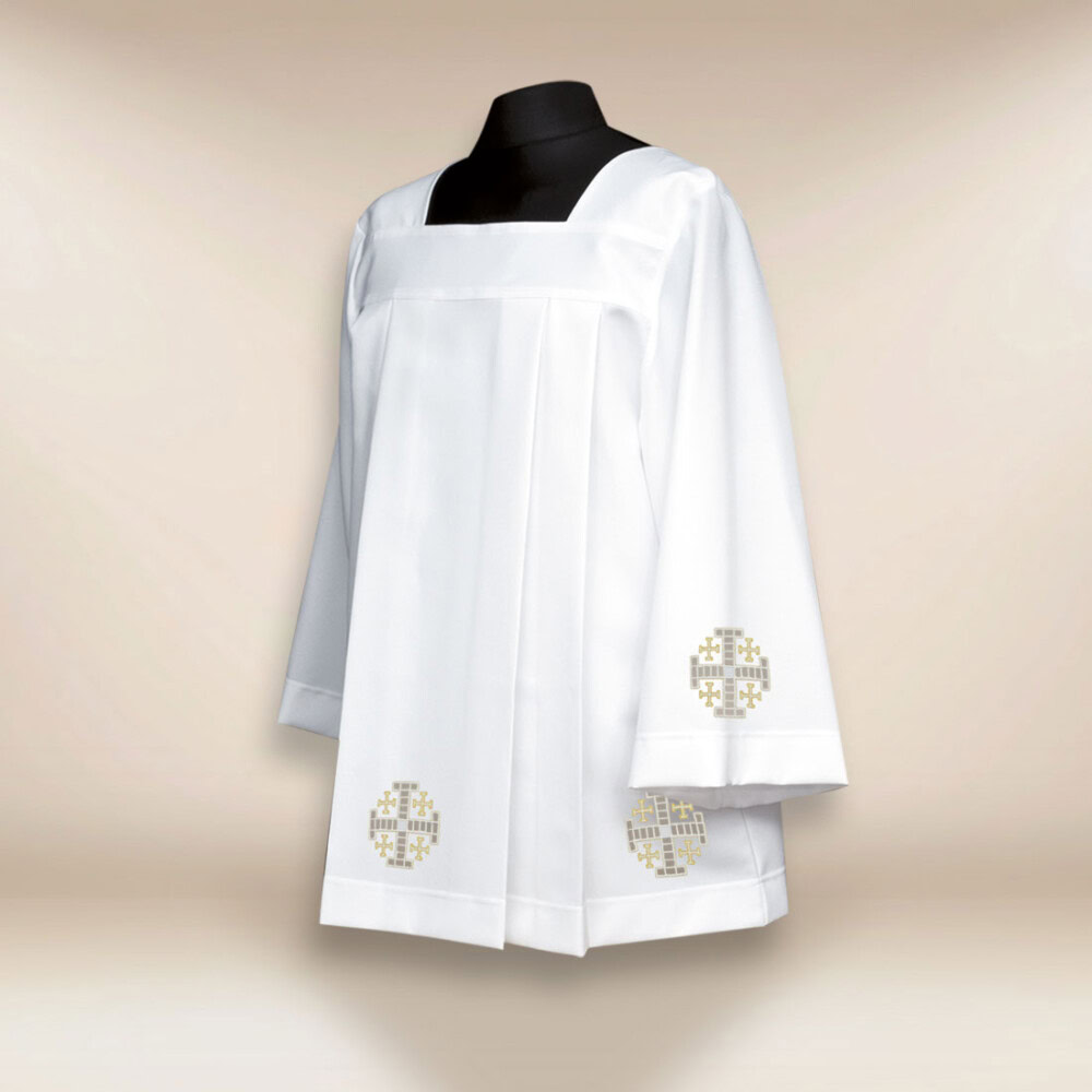 Surplis brodé Croix de Jérusalem dorées 164cm