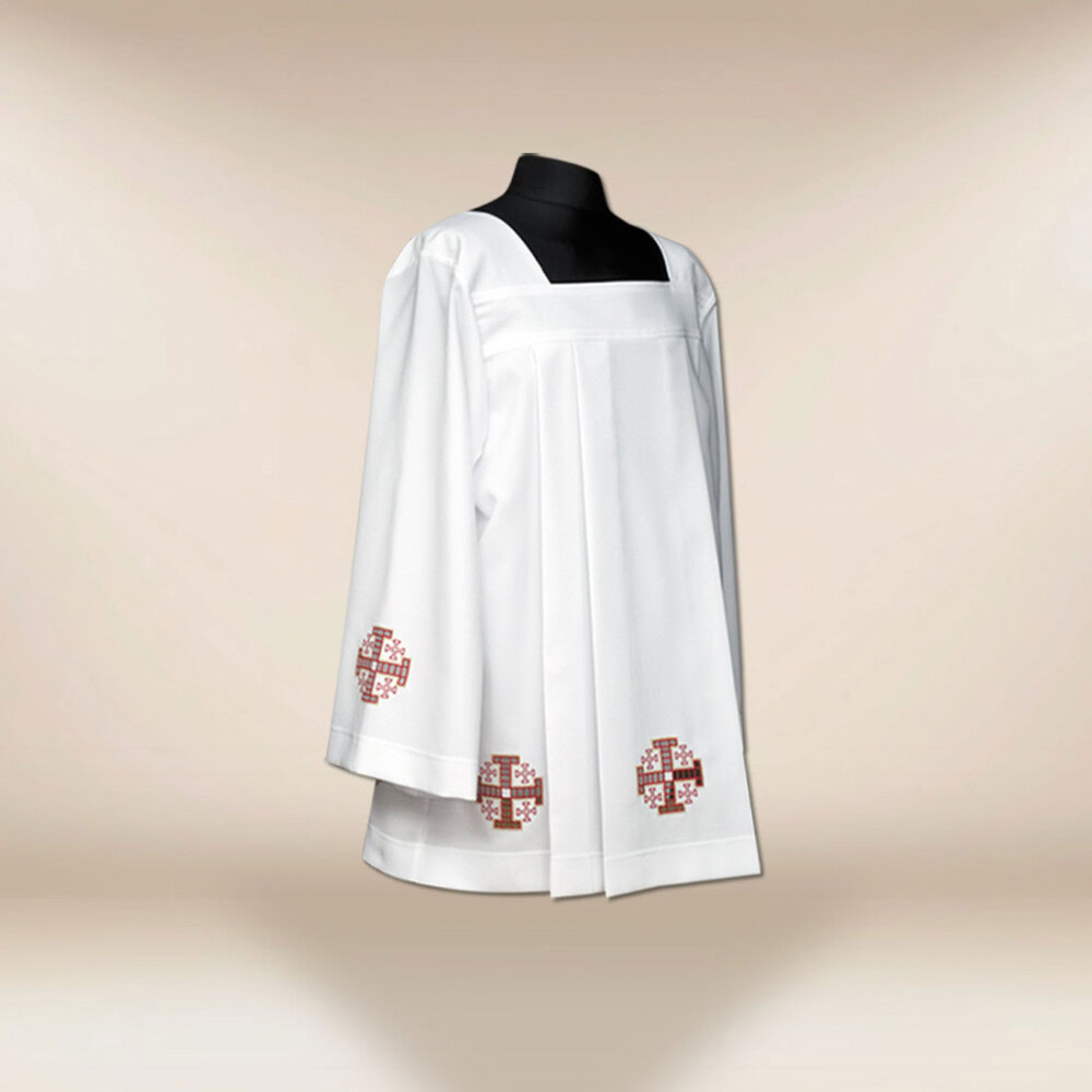 Surplis brodé Croix de Jérusalem rouges 164cm