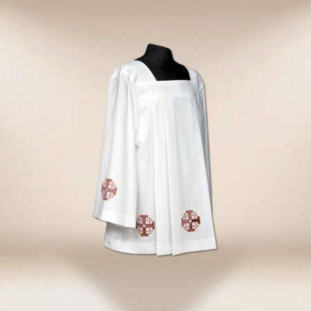 Surplis brodé Croix de Jérusalem rouges 164cm