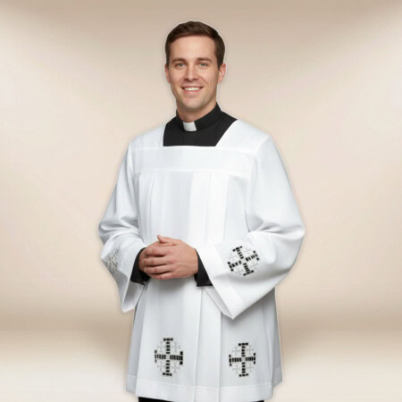 Surplis brodé Croix de Jérusalem blanc 164cm