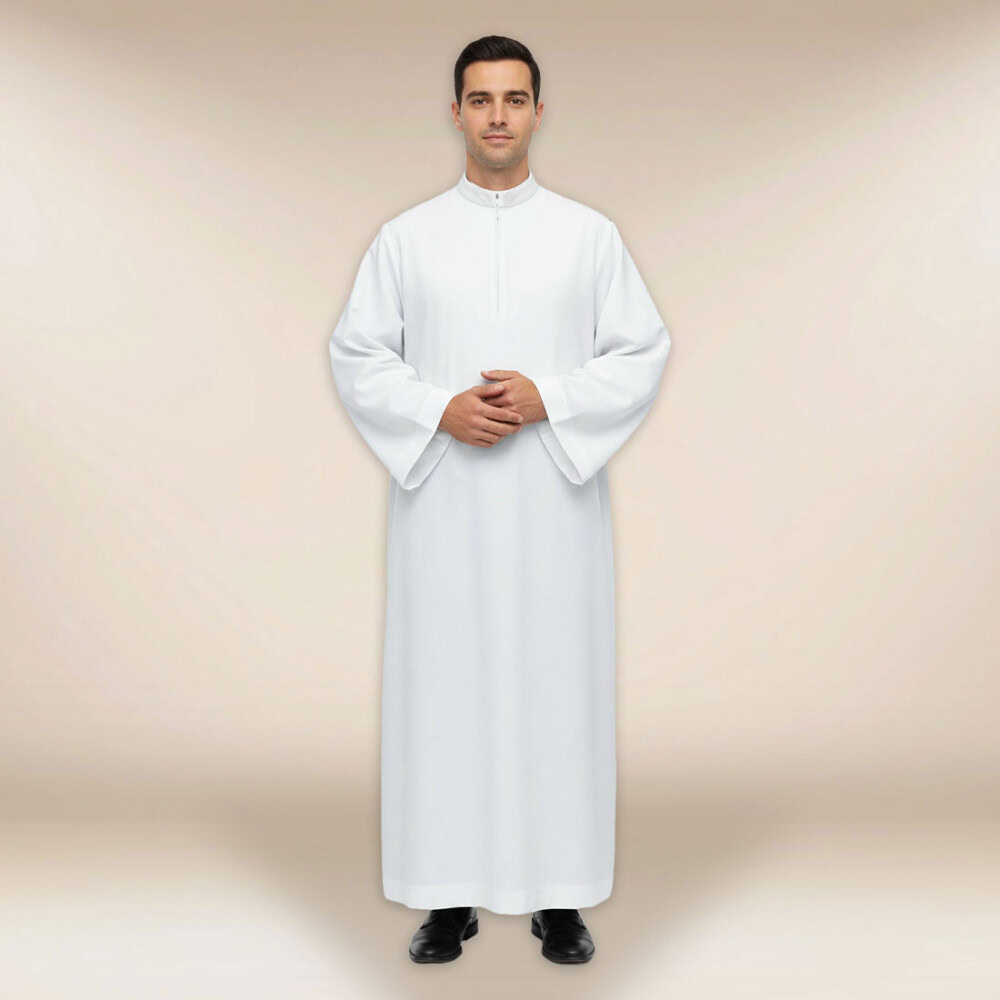 Aube en mélange coton-polyester avec fermeture à glissière frontale 164cm