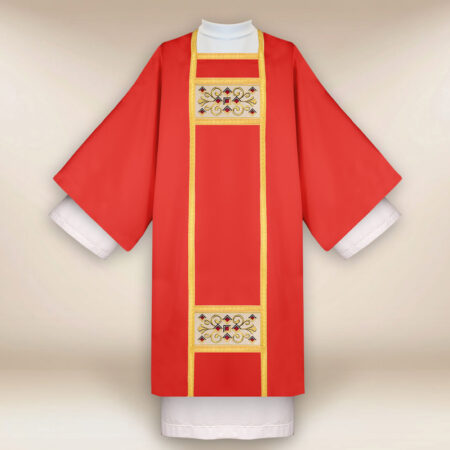 Dalmatique liturgique rouge brodée