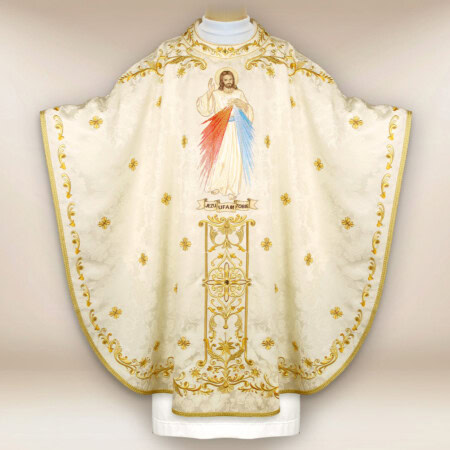 Chasuble liturgique brodée Jésus Miséricordieux