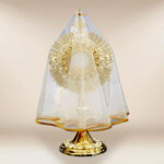 Voile pour monstrance avec galon doré 80cm