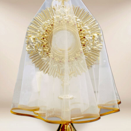 Voile pour monstrance avec galon doré 80cm