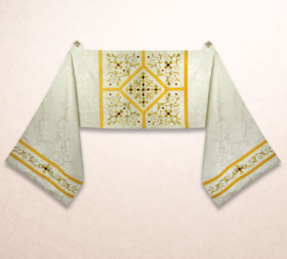 Voile huméral brodé « Massimo–Blanc »