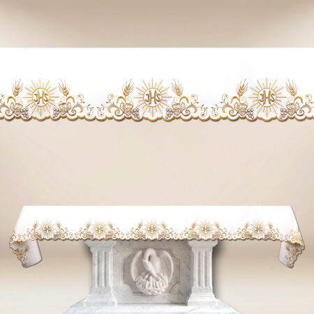 Nappe brodée avec le motif IHS