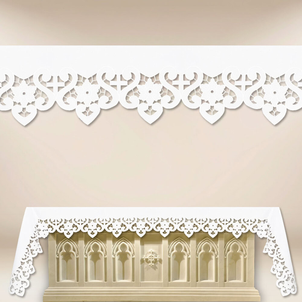 Nappe brodée blanche au mètre