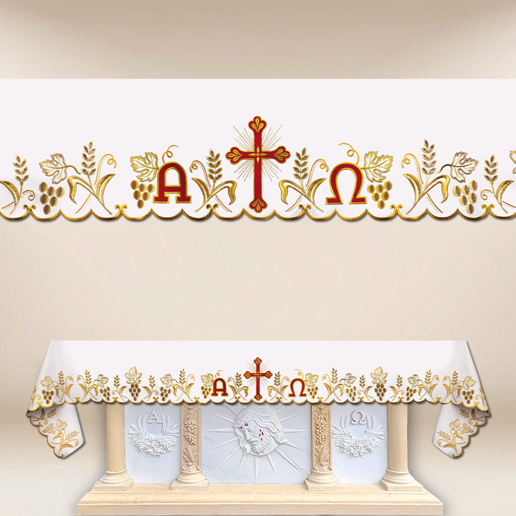 Nappe d’autel liturgique Alfa Omega jusqu'à 650 cm