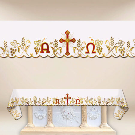Nappe d’autel liturgique Alfa Omega jusqu'à 650 cm
