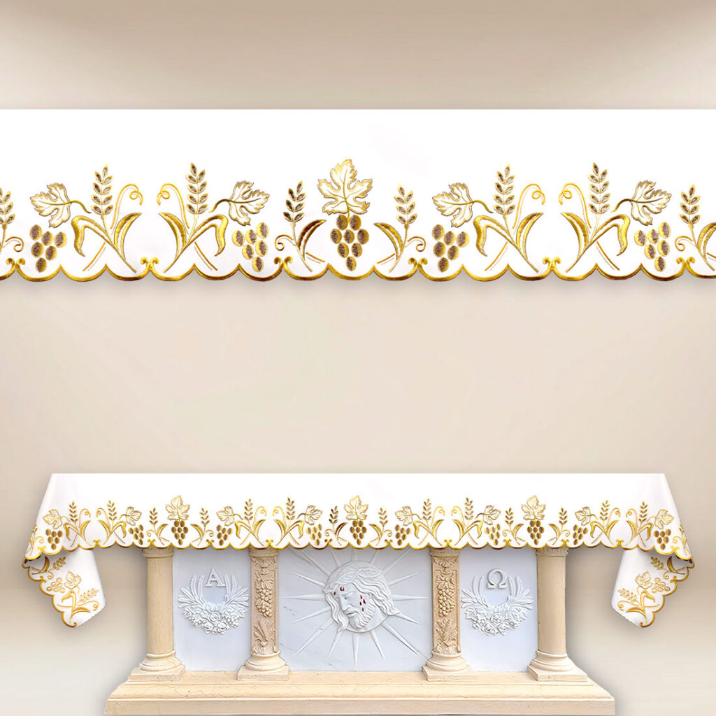 Nappe d’autel liturgique brodée