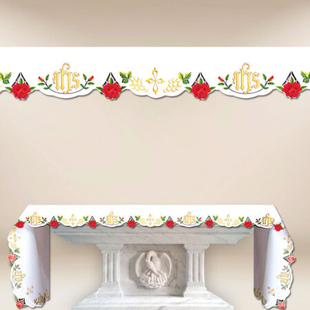 Nappe d’autel brodée Roses 214x115cm