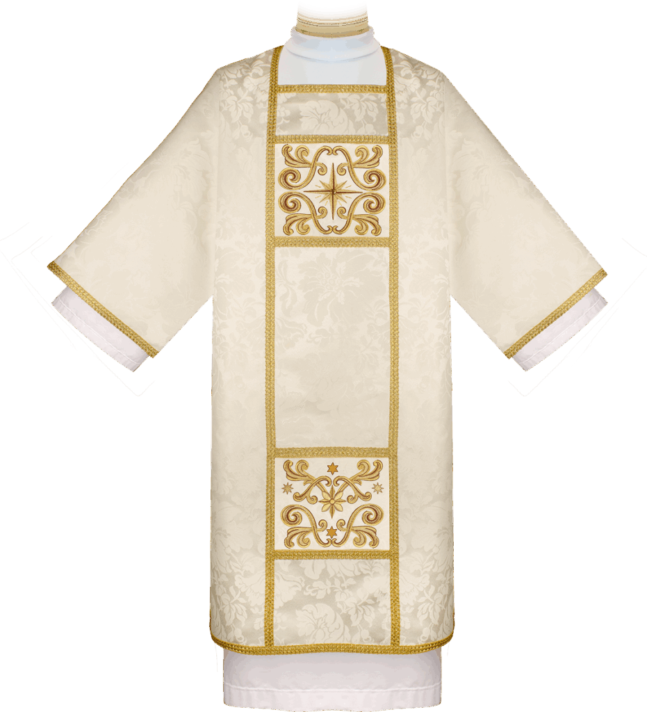 Dalmatique brodée écru – ensemble liturgique pour Noël
