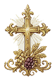 détail de la finition d'un vêtement liturgique orné d'un motif sacré