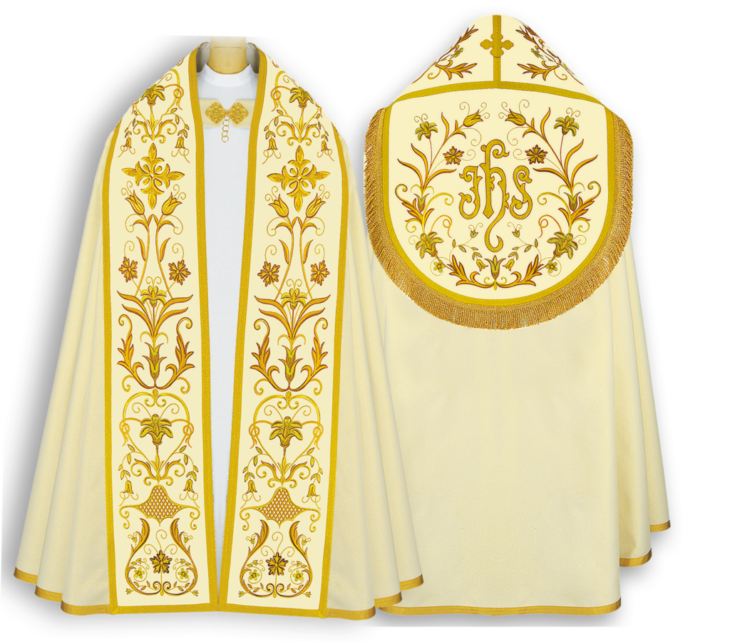 chasuble liturgique avec le monogramme IHS, collection Angelus Urbanowicz, broderie polonaise