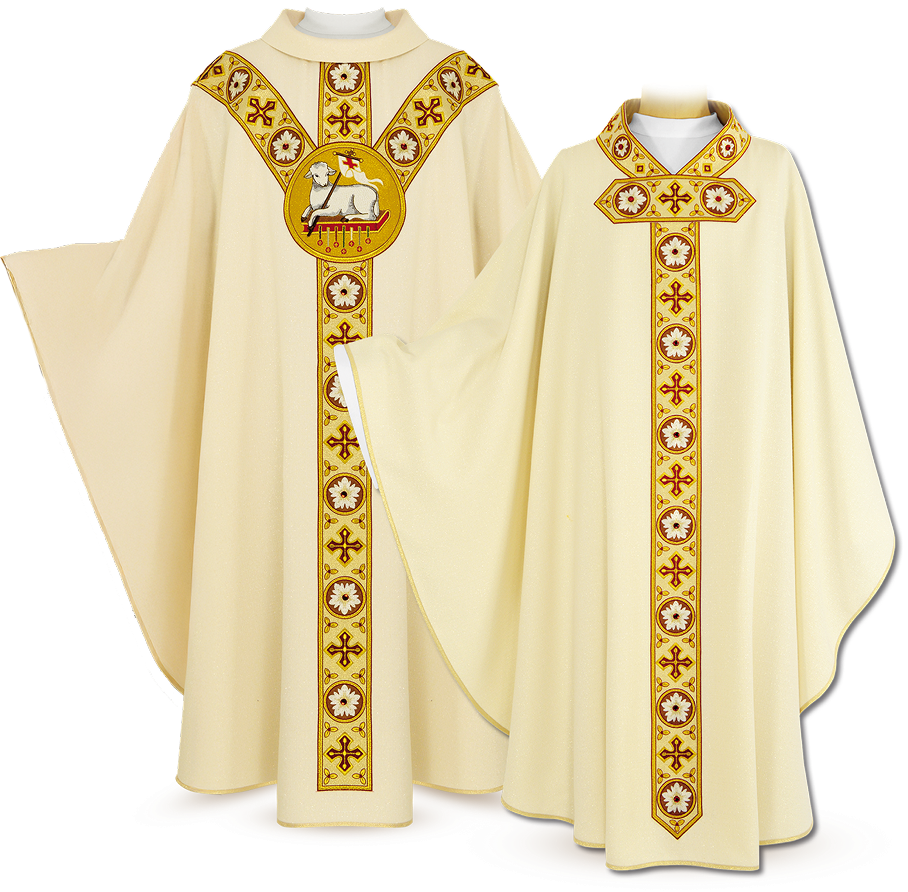 Chasubles liturgiques « Agneau de Dieu » – collection de vêtements liturgiques Urbanowicz Haft Polska