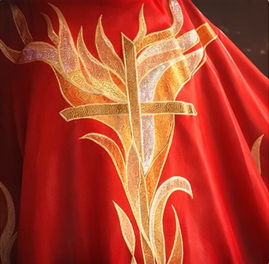 symbole du Saint-Esprit brodé sur une chasuble liturgique Urbanowicz Haft Polska