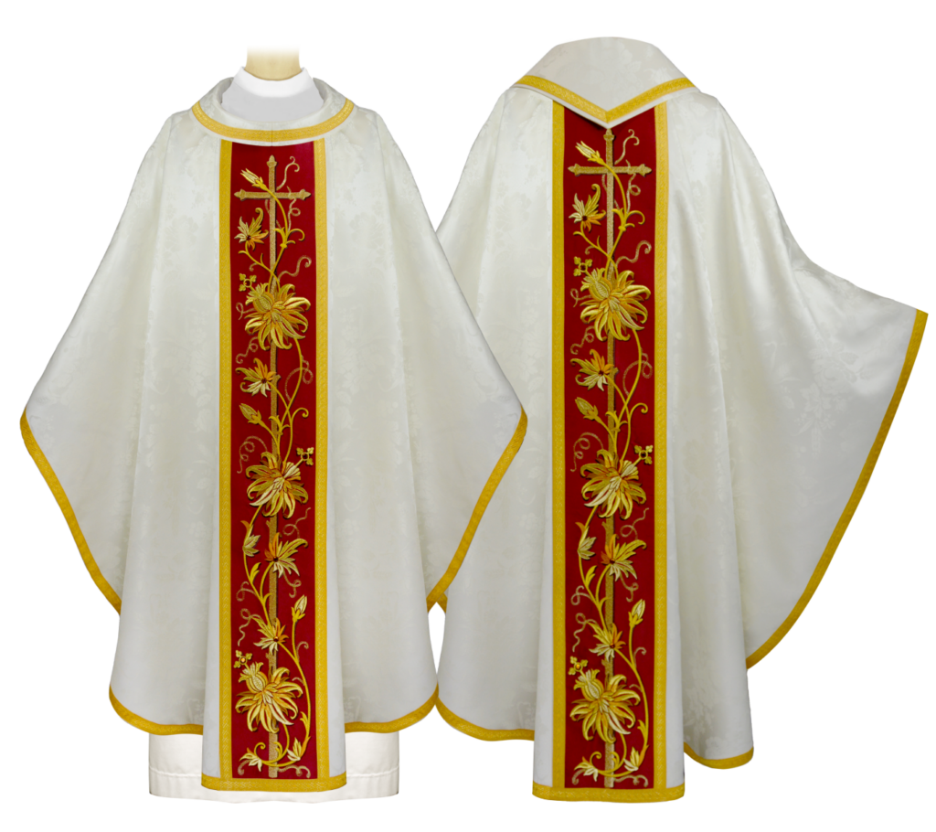 Chasuble brodée Classico Bianco – une chasuble liturgique élégante pour les célébrations solennelles