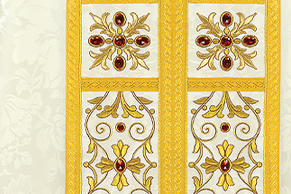 Tissu jacquard blanc – chasuble liturgique haut de gamme