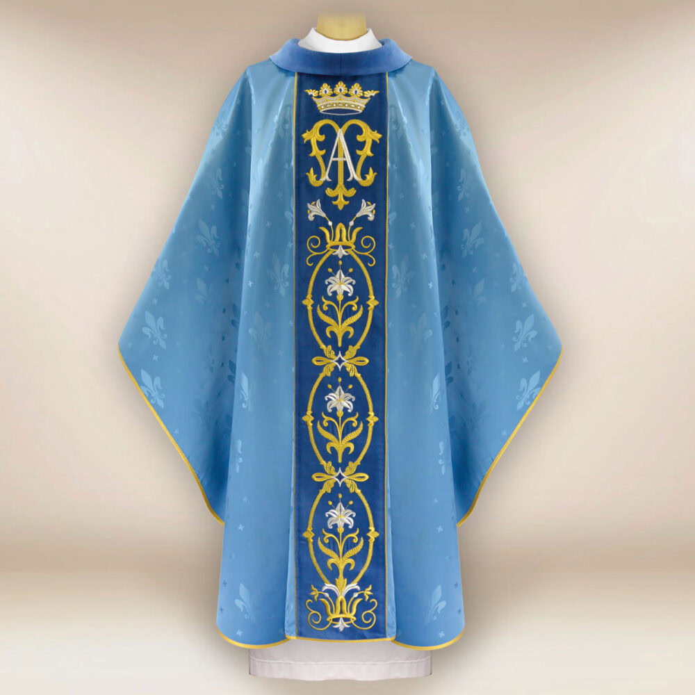 Chasuble liturgique brodée mariale