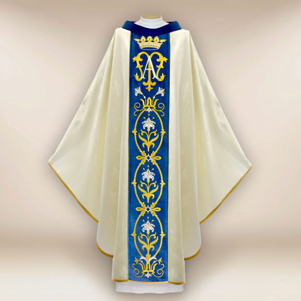 Chasuble liturgique brodée mariale