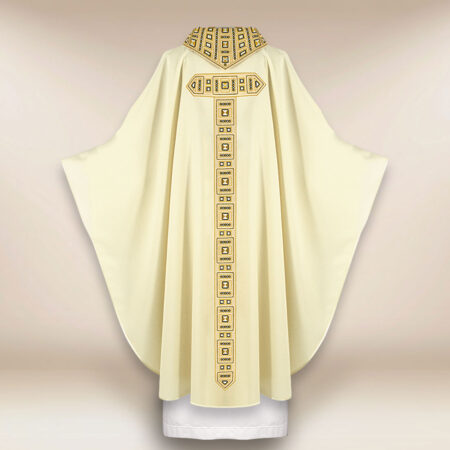 Chasuble liturgique brodée ecru