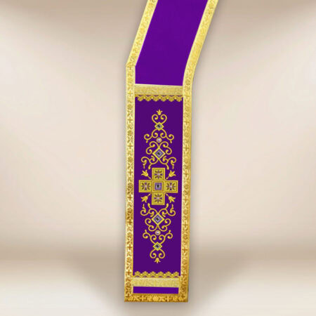 Étole diaconale violette brodée