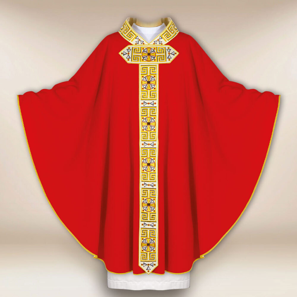 Chasuble liturgique brodée rouge